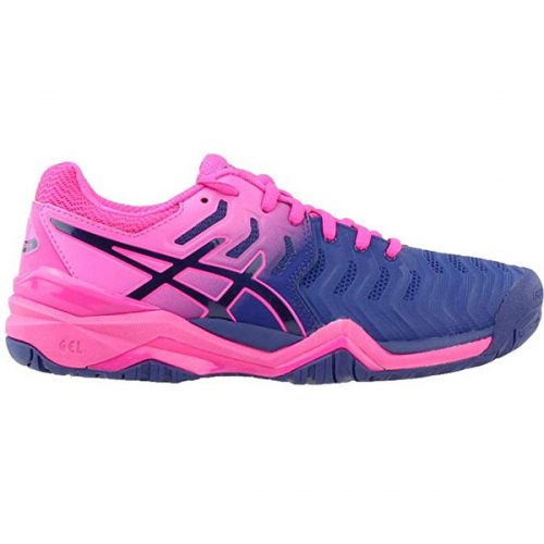 asics gel resolution 7 indigo/pink/green women's shoes