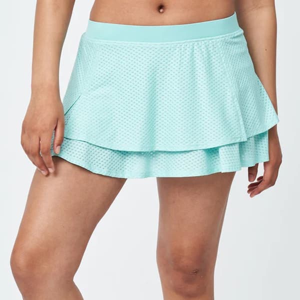 Lija Women's Circle Mesh Slit Skirt Aqua - The Tennis Shop