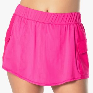 Lucky in Love Women's High Waist Cargo Pocket Skirt Shocking Pink CB687-645