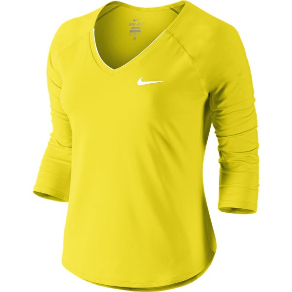 Panther infinite bathing Nike Women's Pure 3/4 Sleeve Top Opti Yellow 728791-741 - The Tennis Shop
