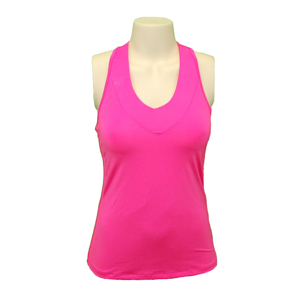 Lucky in Love Women's V-Neck Tank Shocking Pink CT60-645 - The Tennis Shop