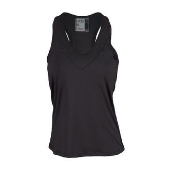 Lucky in Love Women's V-Neck Tank Black CT60-001 - The Tennis Shop