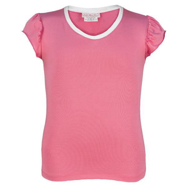 Little Miss Tennis Girl's V Neck Ruffle Capsleeve Tennis Top Pink GPW32 ...